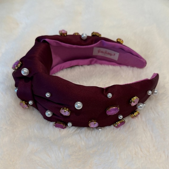 Lilly Pulitzer Burgundy and Pink Embellished Headband - Picture 2 of 4
